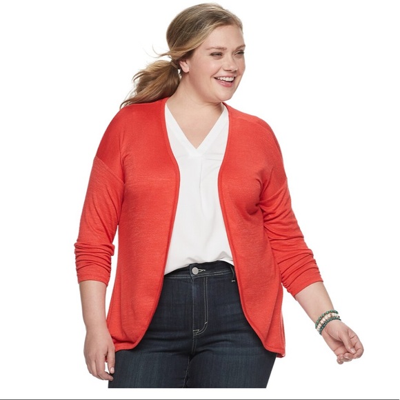 🌻 3/25 🌻 Plus Size Red EVRI Open Front Cardigan - Picture 1 of 7